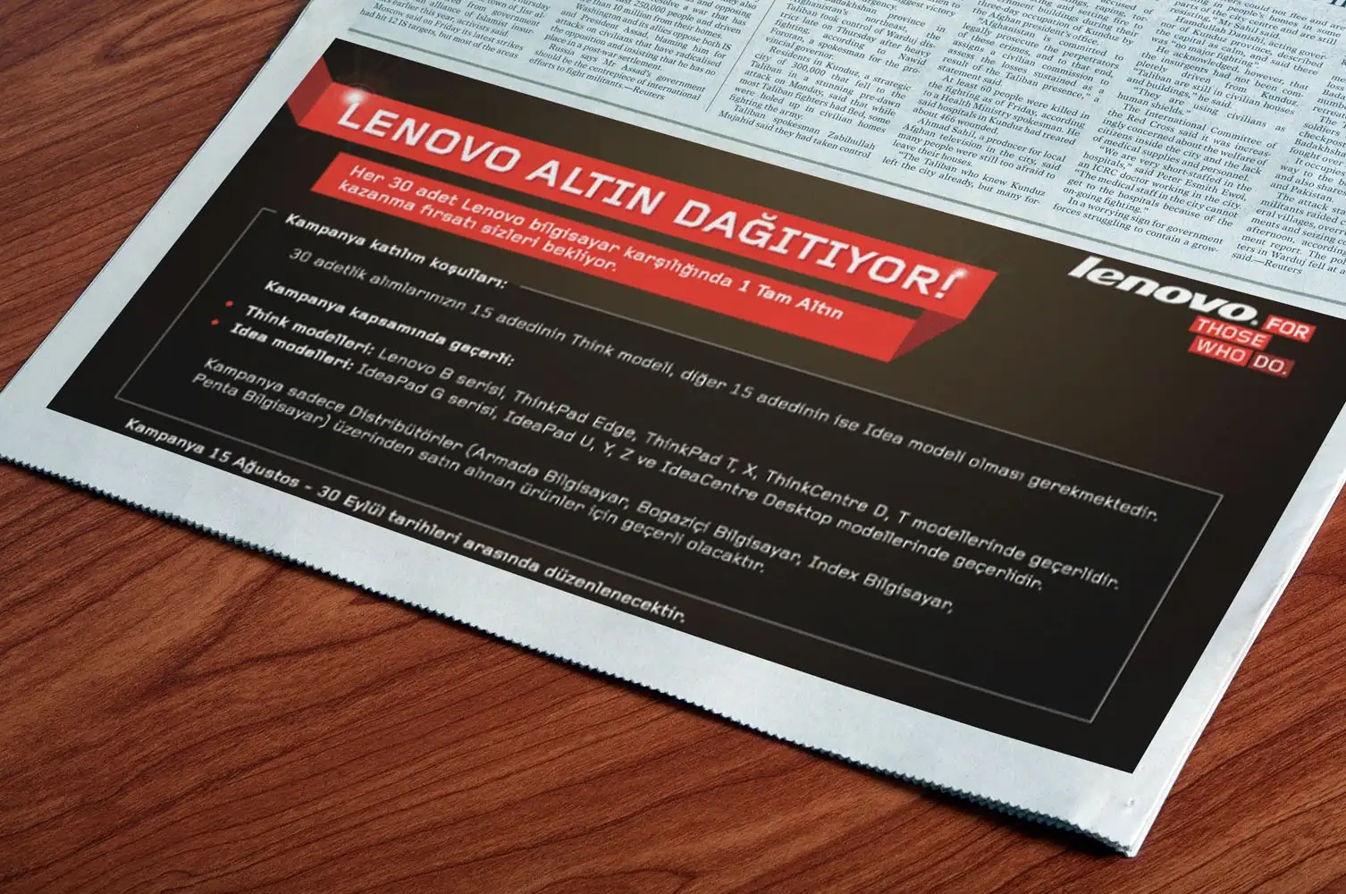 Lenovo Gazete İlanı Tasarımı